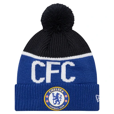 Men's New Era Blue Chelsea Sport Cuffed Knit Hat with Pom