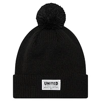 Men's New Era Black Manchester United Stitch Patch Cuffed Knit Hat with Pom