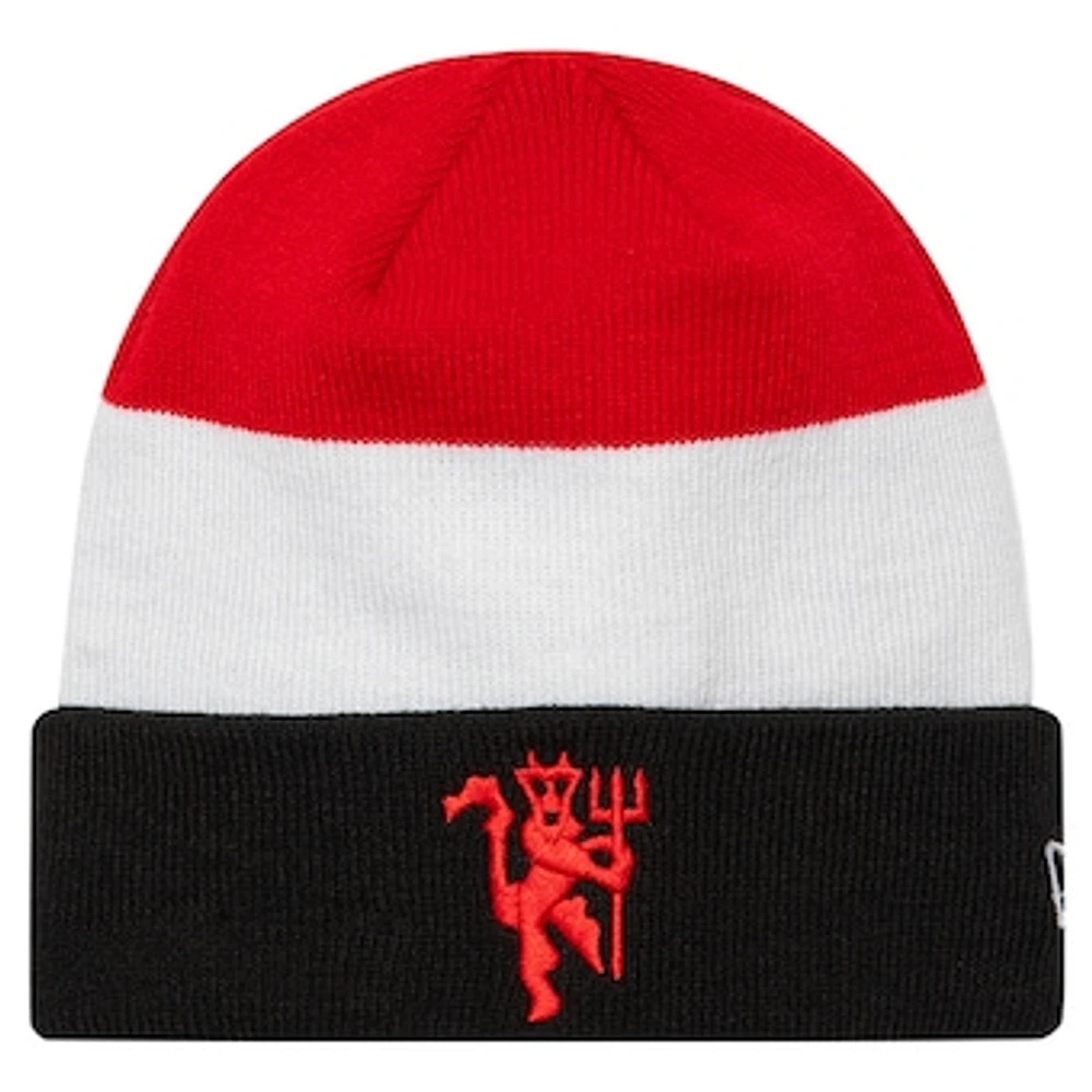 Men's New Era Black/Red Manchester United Flag Cuffed Knit Hat