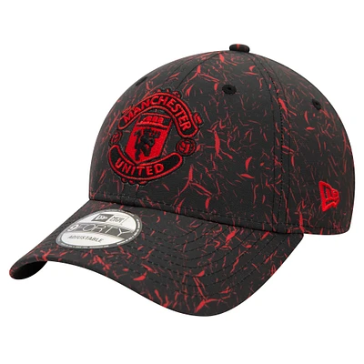 Men's New Era Black Manchester United Crinkle 9FORTY Adjustable Hat