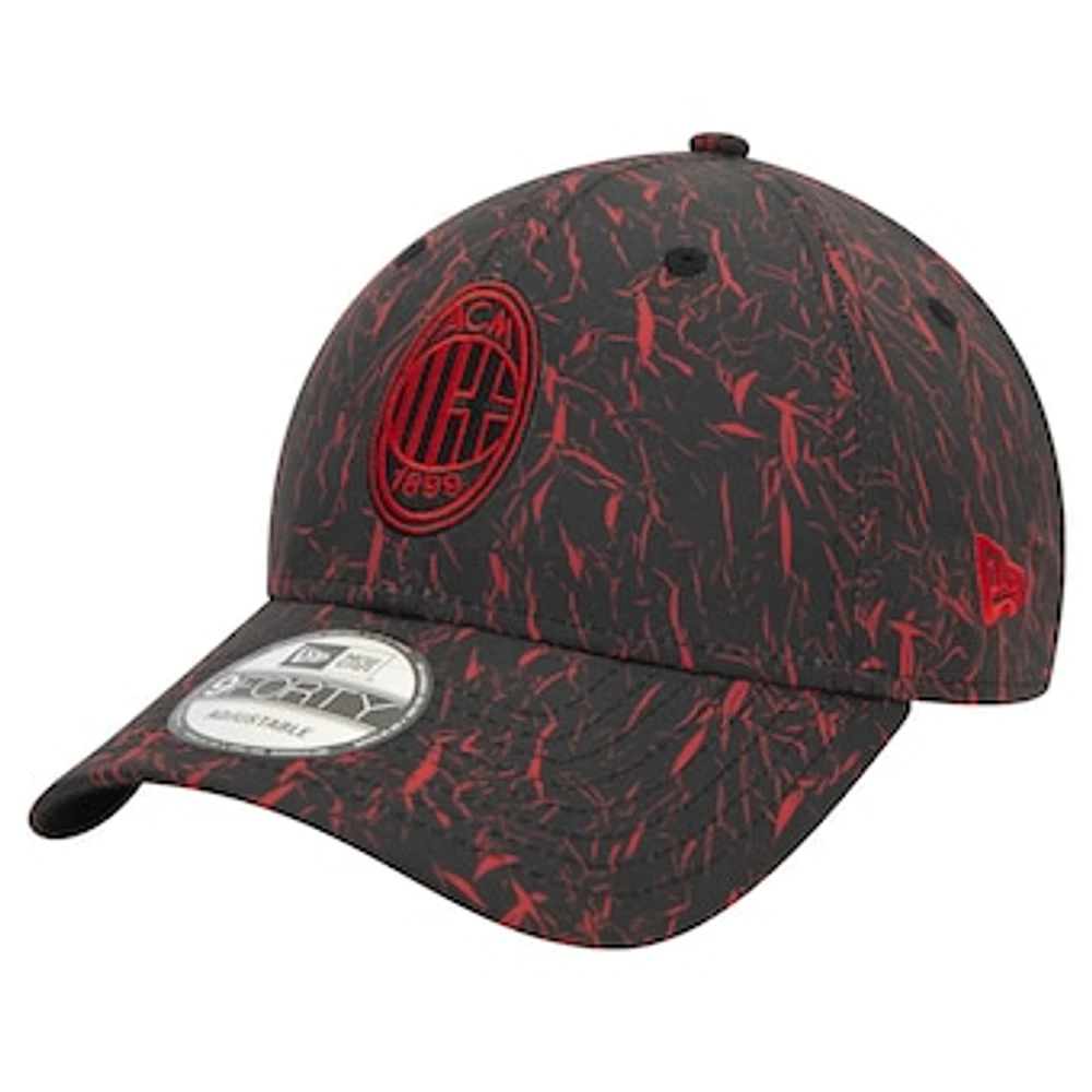 Men's New Era Black AC Milan Crinkle 9FORTY Adjustable Hat