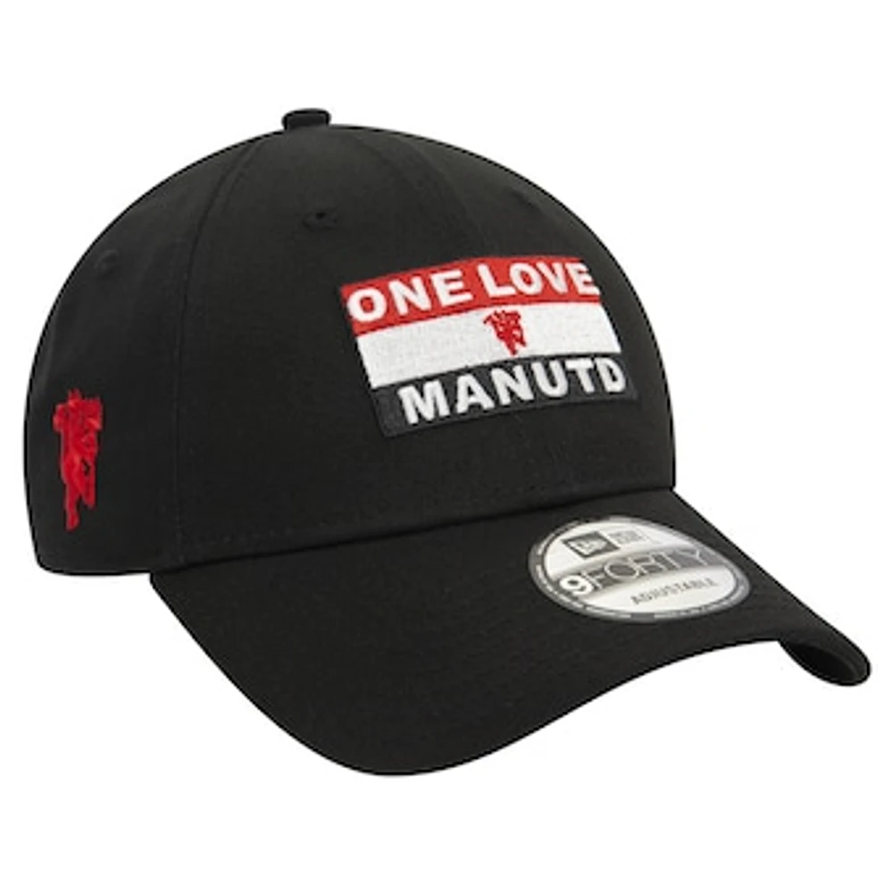 Men's New Era Black Manchester United Flag 9FORTY Adjustable Hat