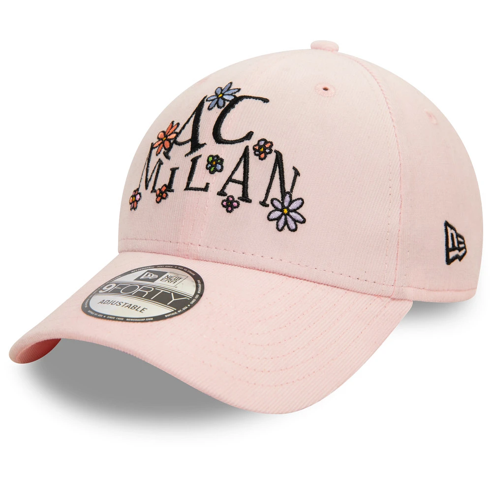 Men's New Era Pink AC Milan Needle Cord Doodle 9FORTY Adjustable Hat