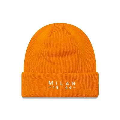 Men's New Era Orange AC Milan Wordmark Cuffed Knit Hat