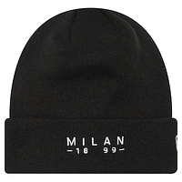 Men's New Era Black AC Milan Established Wordmark Cuffed Knit Hat