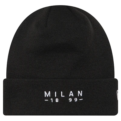 Men's New Era Black AC Milan Established Wordmark Cuffed Knit Hat