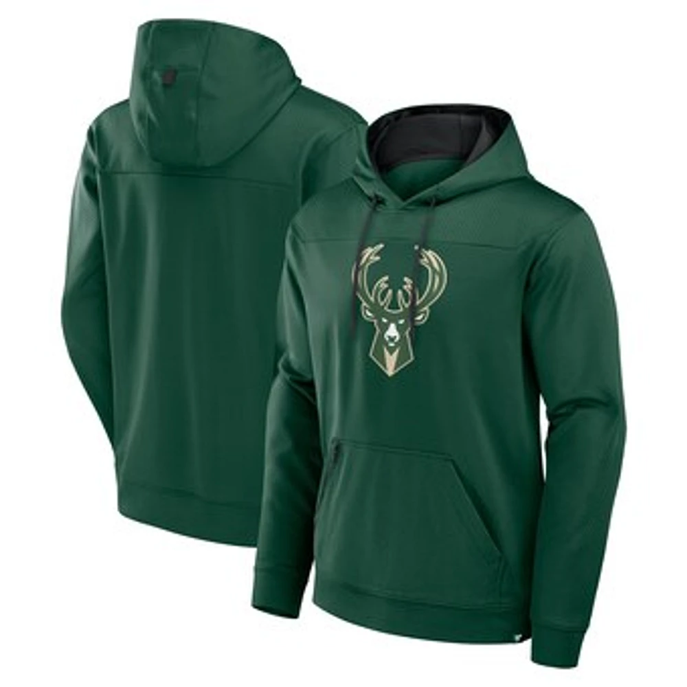 Men's Fanatics  Hunter Green Milwaukee Bucks Reserve Defender Pullover Hoodie