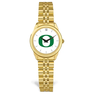 Women's Gold Oregon Ducks Rolled Link Watch