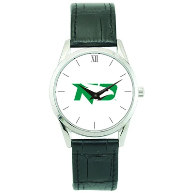 Men's Silver North Dakota Stainless Steel Watch with Leather Band