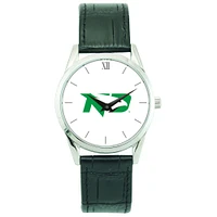 Men's Silver North Dakota Stainless Steel Watch with Leather Band