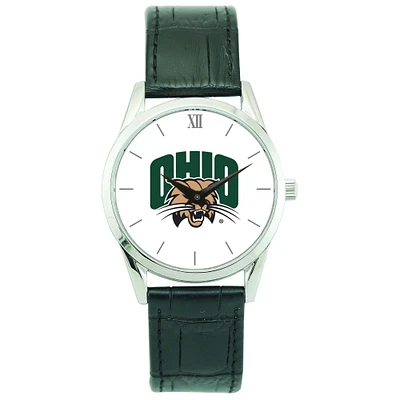 Men's Silver Ohio Bobcats Stainless Steel Watch with Leather Band