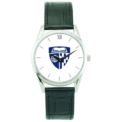 Men's Silver Johns Hopkins Blue Jays Stainless Steel Watch with Leather Band