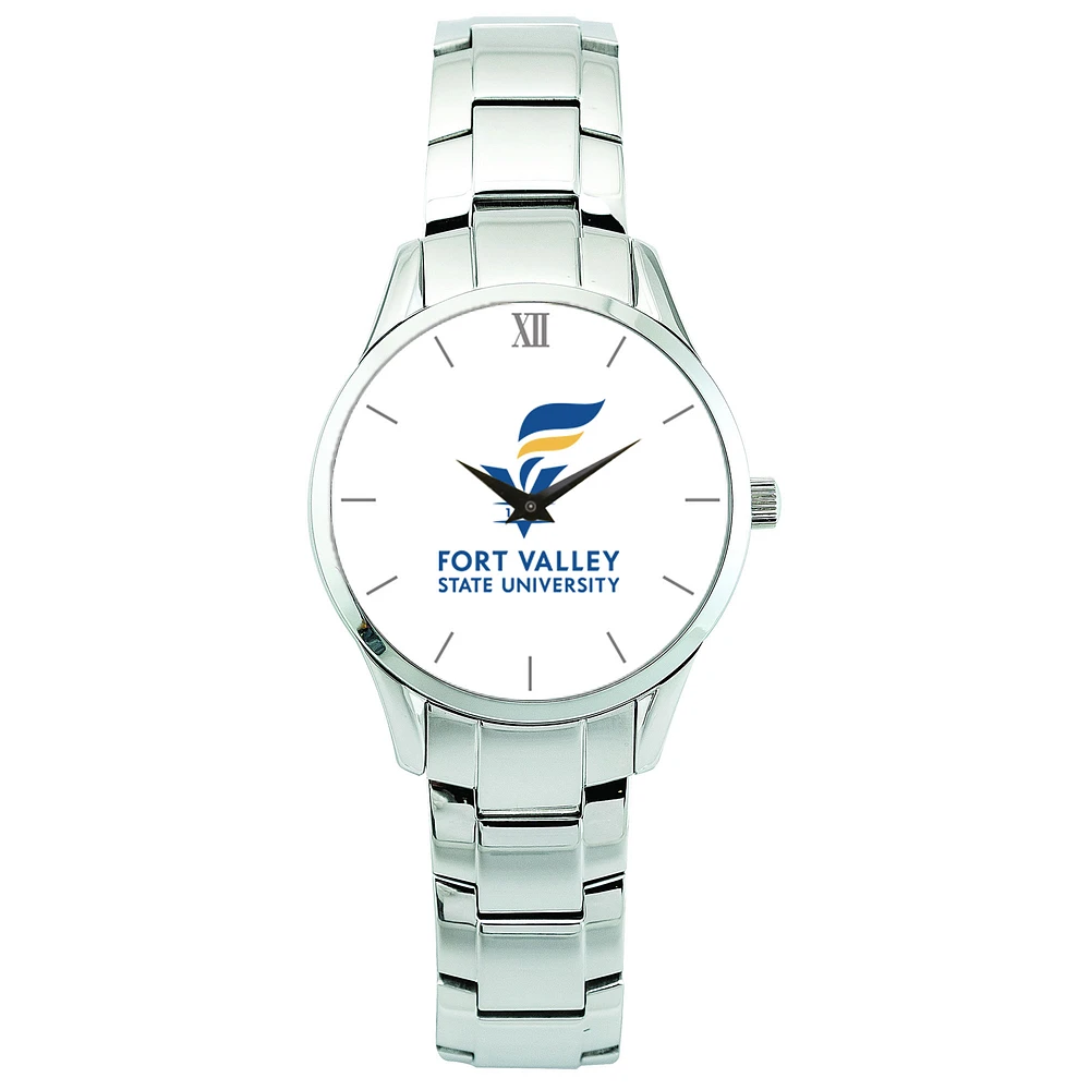 Men's Silver Fort Valley State Wildcats Stainless Steel Wristwatch