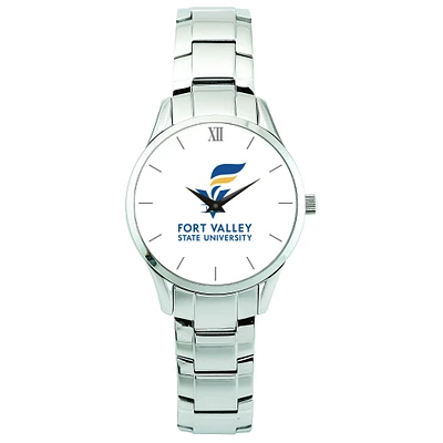 Men's Silver Fort Valley State Wildcats Stainless Steel Wristwatch