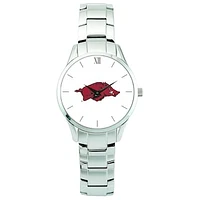 Men's Silver Arkansas Razorbacks Stainless Steel Wristwatch