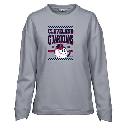 Women's Levelwear  Gray Cleveland Guardians Fiona Inaugural Pullover Sweatshirt