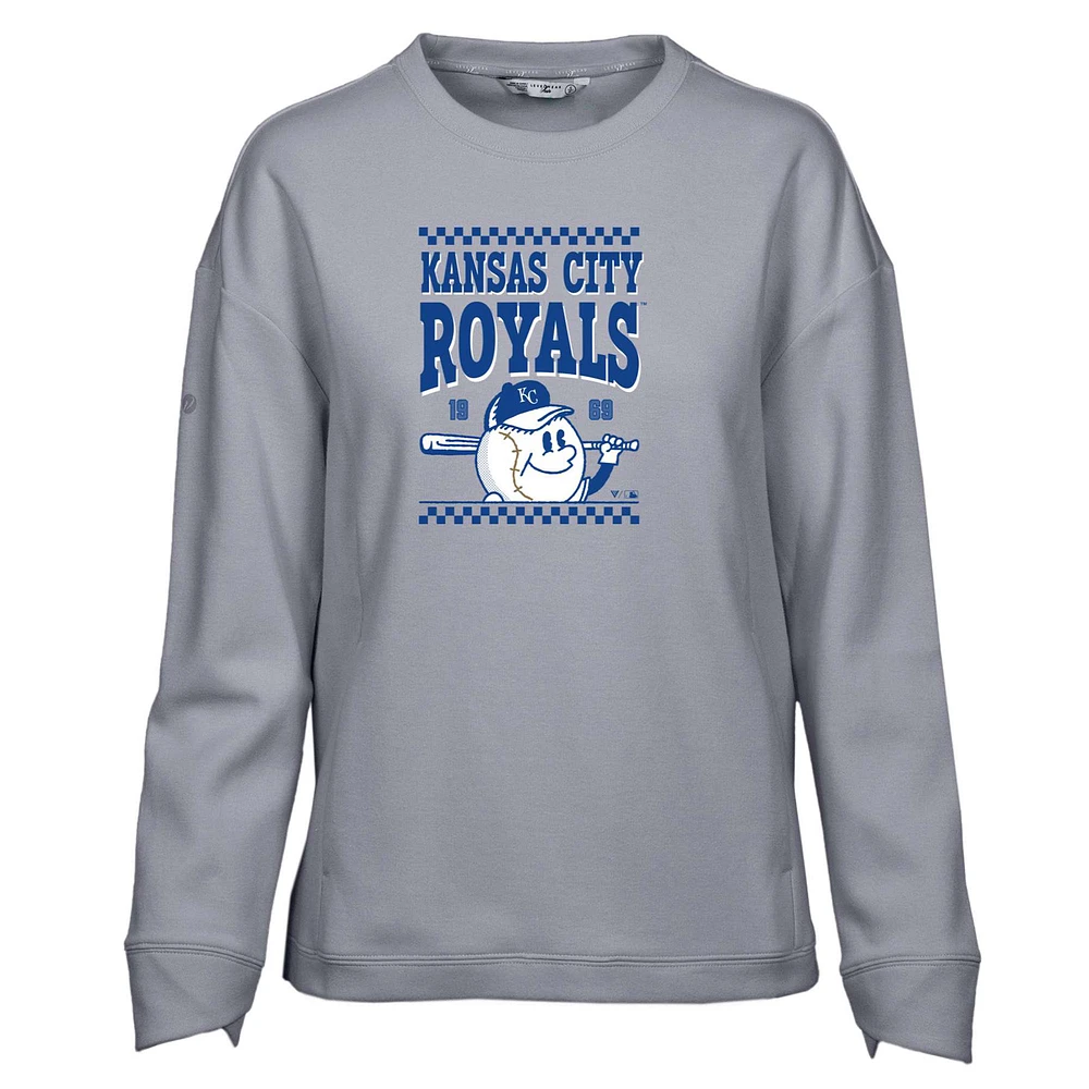 Women's Levelwear Gray Kansas City Royals Fiona Inaugural Pullover Sweatshirt