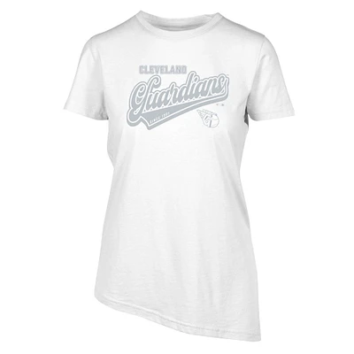 Women's Levelwear  White Cleveland Guardians Birch Sweep T-Shirt
