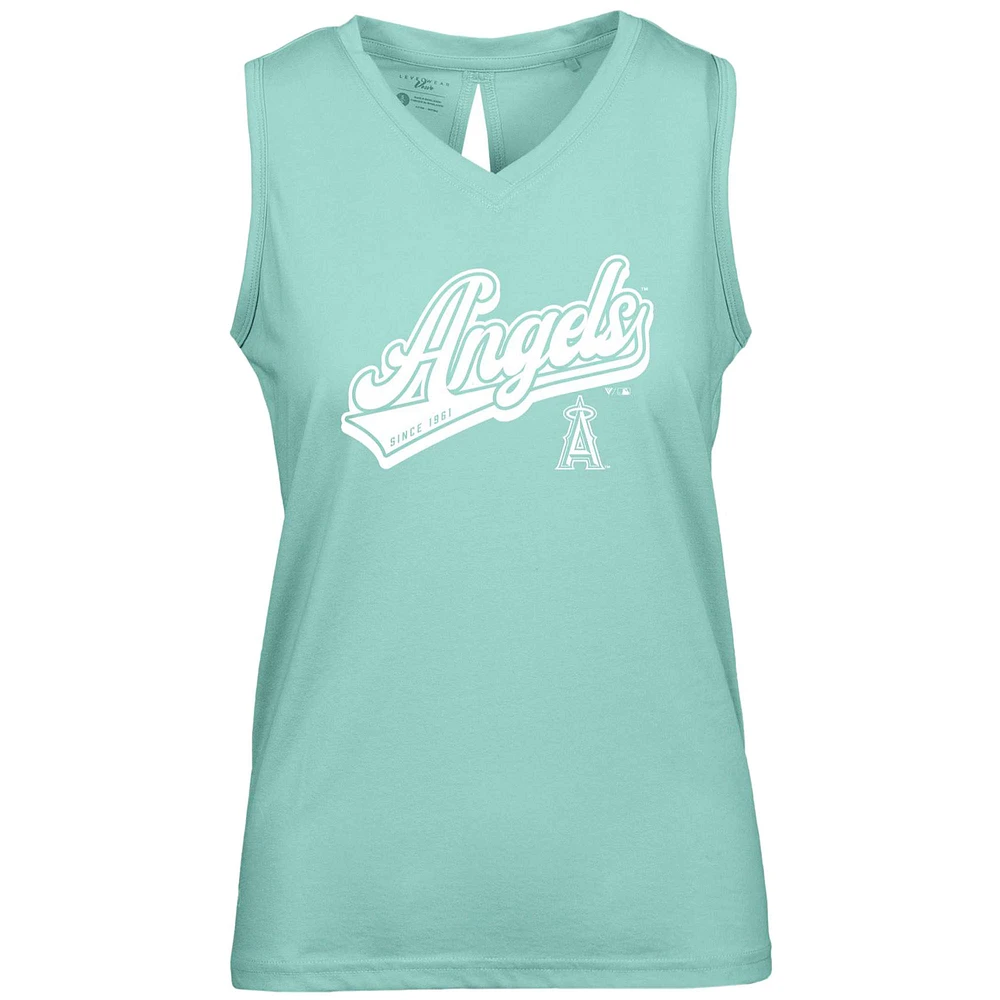 Women's Levelwear Mint Los Angeles Angels Paisley Sweep V-Neck Tank Top