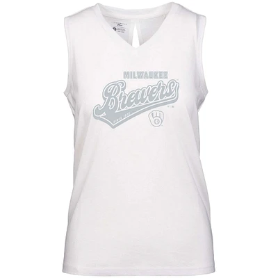 Women's Levelwear  White Milwaukee Brewers Paisley Sweep V-Neck Tank Top
