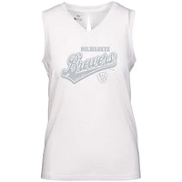 Women's Levelwear  White Milwaukee Brewers Paisley Sweep V-Neck Tank Top