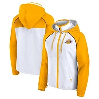 Women's Fanatics White/Gold Los Angeles Lakers Anorak Raglan Full-Zip Hoodie Jacket