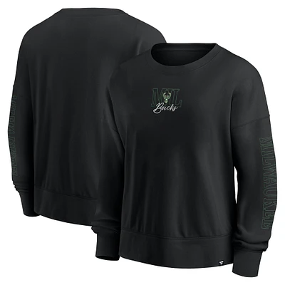 Fanatics Black Milwaukee Bucks Oversized Game Day Pullover Sweatshirt