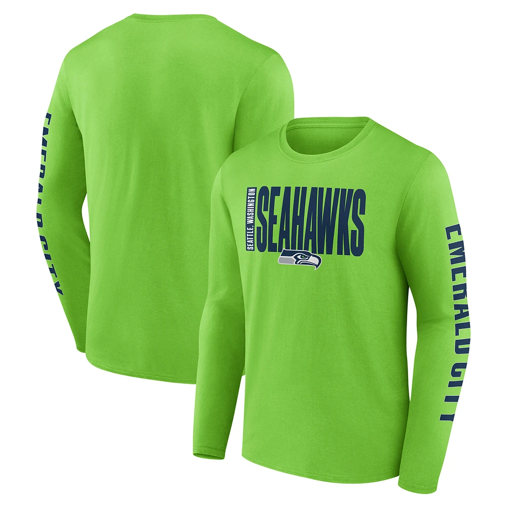 Men's Fanatics Neon Green Seattle Seahawks Vision Long Sleeve T-Shirt