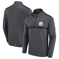 Men's Fanatics  Charcoal Pittsburgh Steelers Head-to-Head Quarter-Zip Pullover