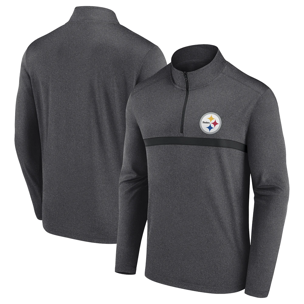 Men's Fanatics Charcoal Pittsburgh Steelers Head-to-Head Quarter-Zip Pullover
