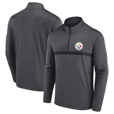 Men's Fanatics  Charcoal Pittsburgh Steelers Head-to-Head Quarter-Zip Pullover