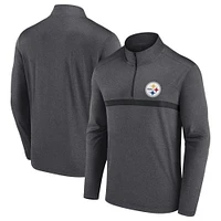 Men's Fanatics  Charcoal Pittsburgh Steelers Head-to-Head Quarter-Zip Pullover