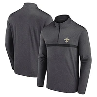 Men's Fanatics  Heather Charcoal New Orleans Saints Head-to-Head Quarter-Zip Pullover