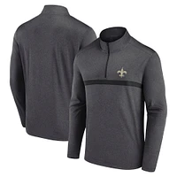 Men's Fanatics  Heather Charcoal New Orleans Saints Head-to-Head Quarter-Zip Pullover