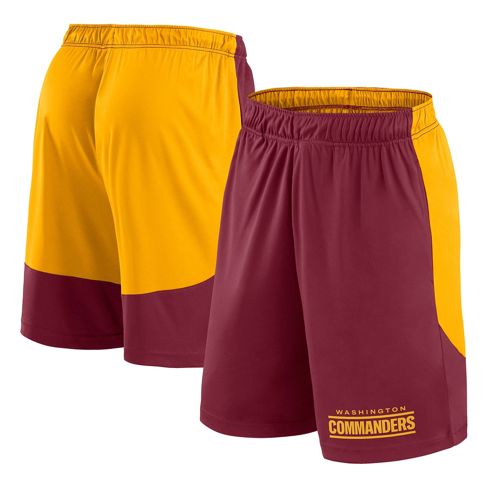 Men's Fanatics Burgundy/Gold Washington Commanders Launch Polyester Shorts