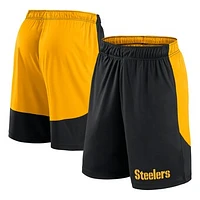 Men's Fanatics Black/Gold Pittsburgh Steelers Launch Polyester Shorts