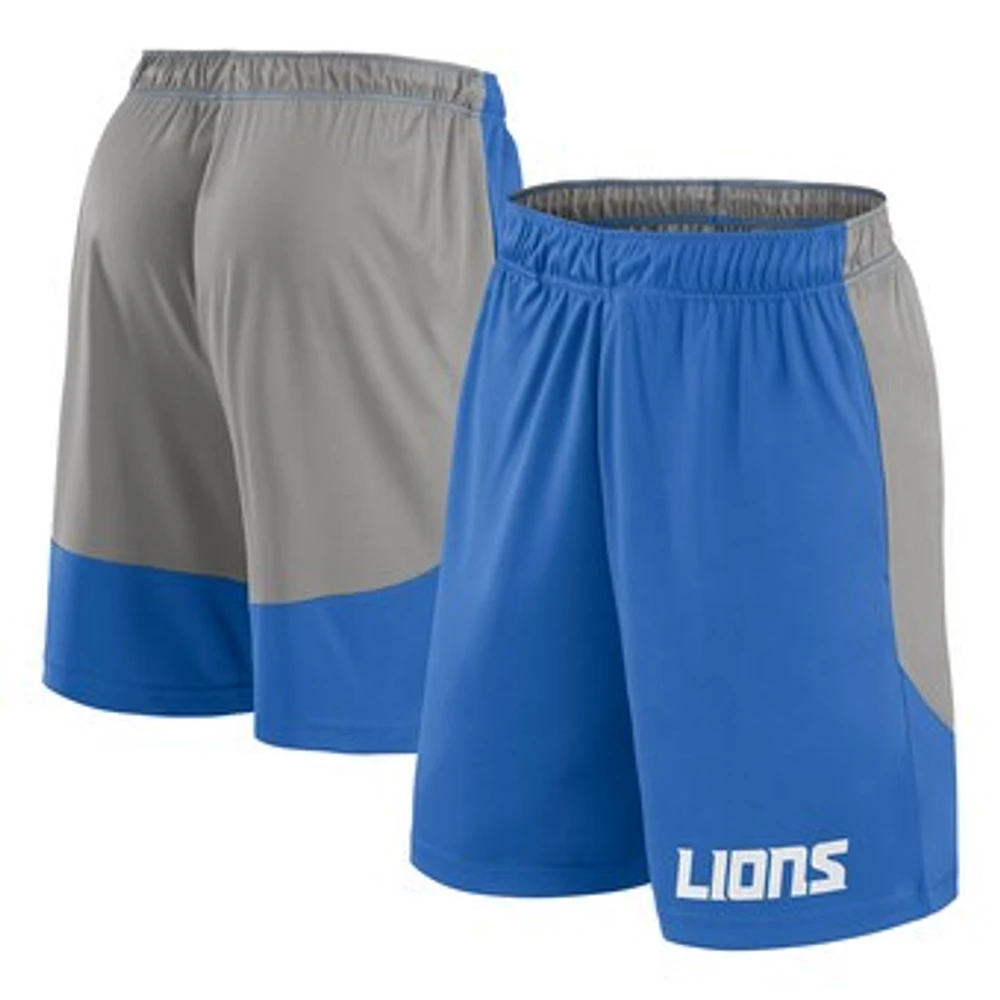 Men's Fanatics Blue/Gray Detroit Lions Launch Polyester Shorts