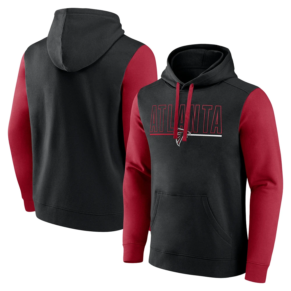 Men's Fanatics Black/Red Atlanta Falcons Outline Pullover Hoodie