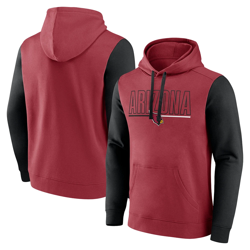 Men's Fanatics Cardinal/Black Arizona Cardinals Outline Pullover Hoodie