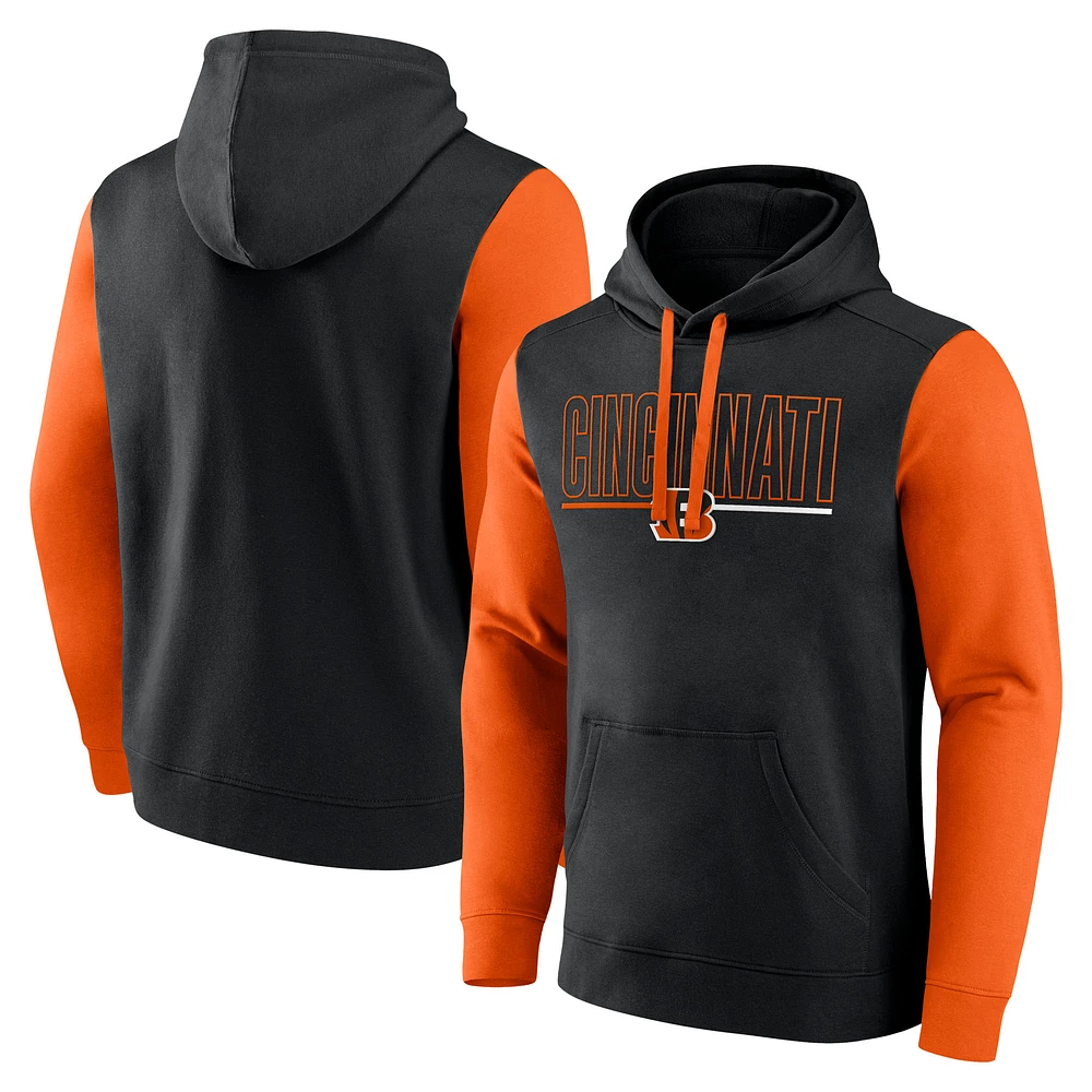 Men's Fanatics Black/Orange Cincinnati Bengals Outline Pullover Hoodie