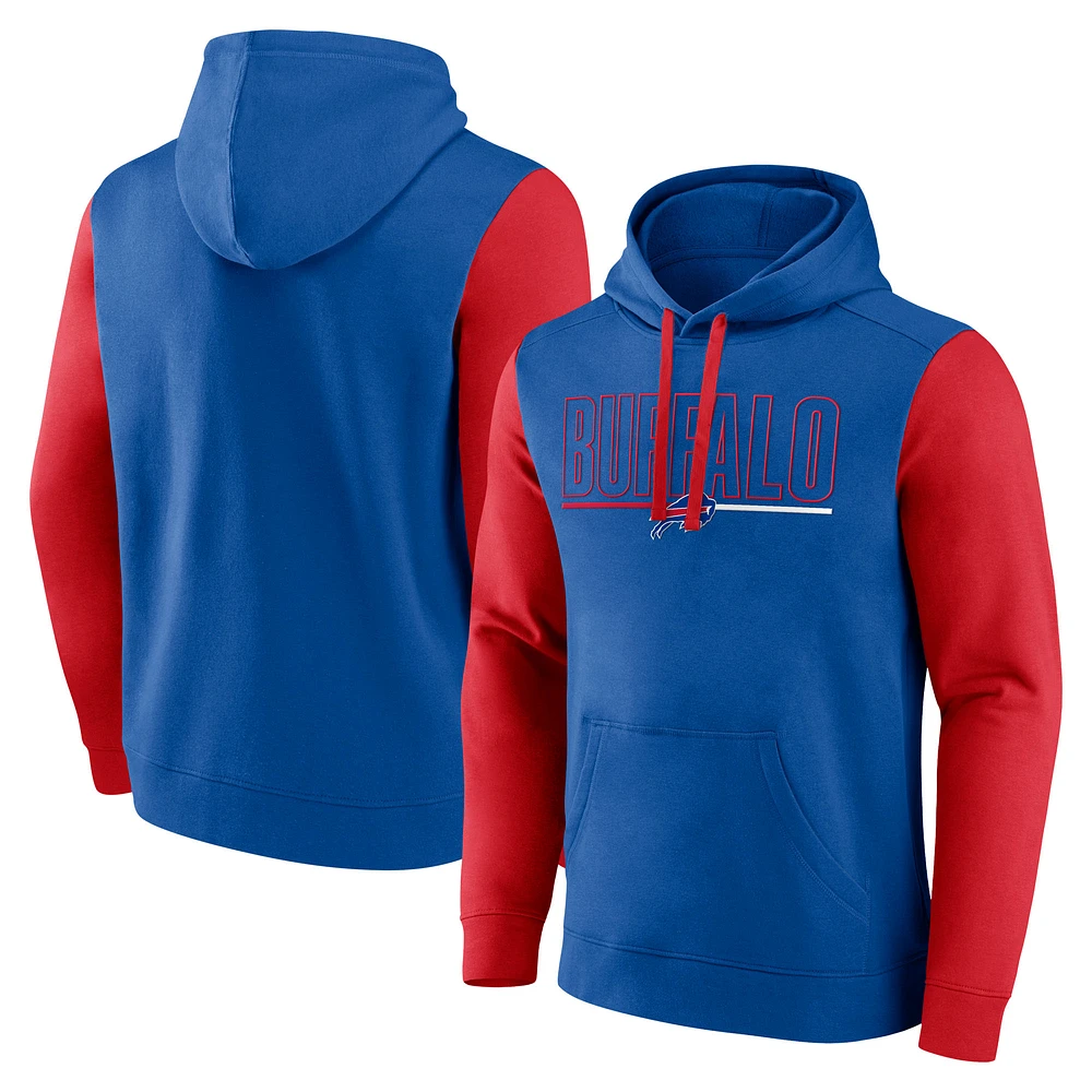 Men's Fanatics Royal/Red Buffalo Bills Outline Pullover Hoodie