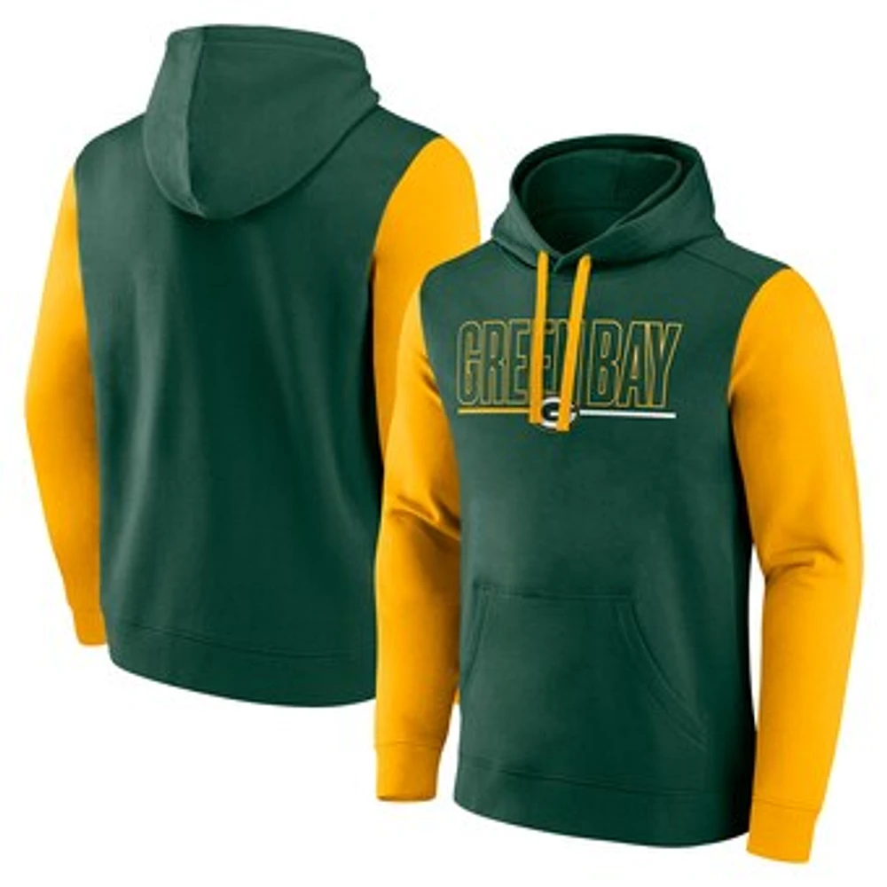 Men's Fanatics Green/Gold Green Bay Packers Outline Pullover Hoodie