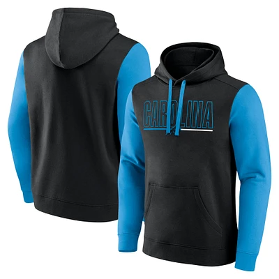 Men's Fanatics Black/Blue Carolina Panthers Outline Pullover Hoodie