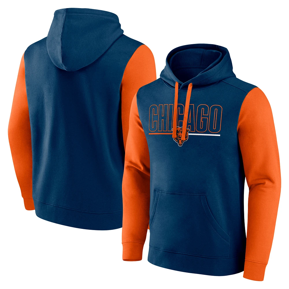 Men's Fanatics Navy/Orange Chicago Bears Outline Pullover Hoodie