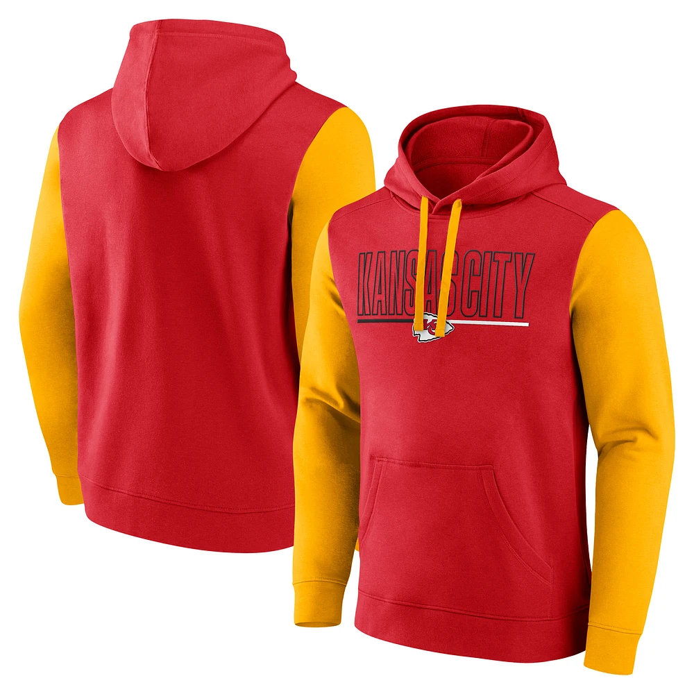 Men's Fanatics Red/Gold Kansas City Chiefs Outline Pullover Hoodie