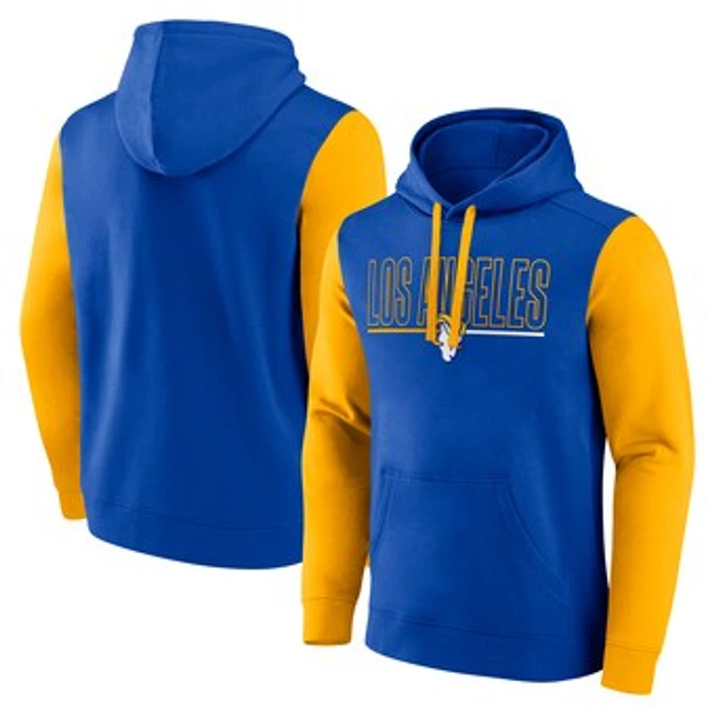 Men's Fanatics Royal/Gold Los Angeles Rams Outline Pullover Hoodie