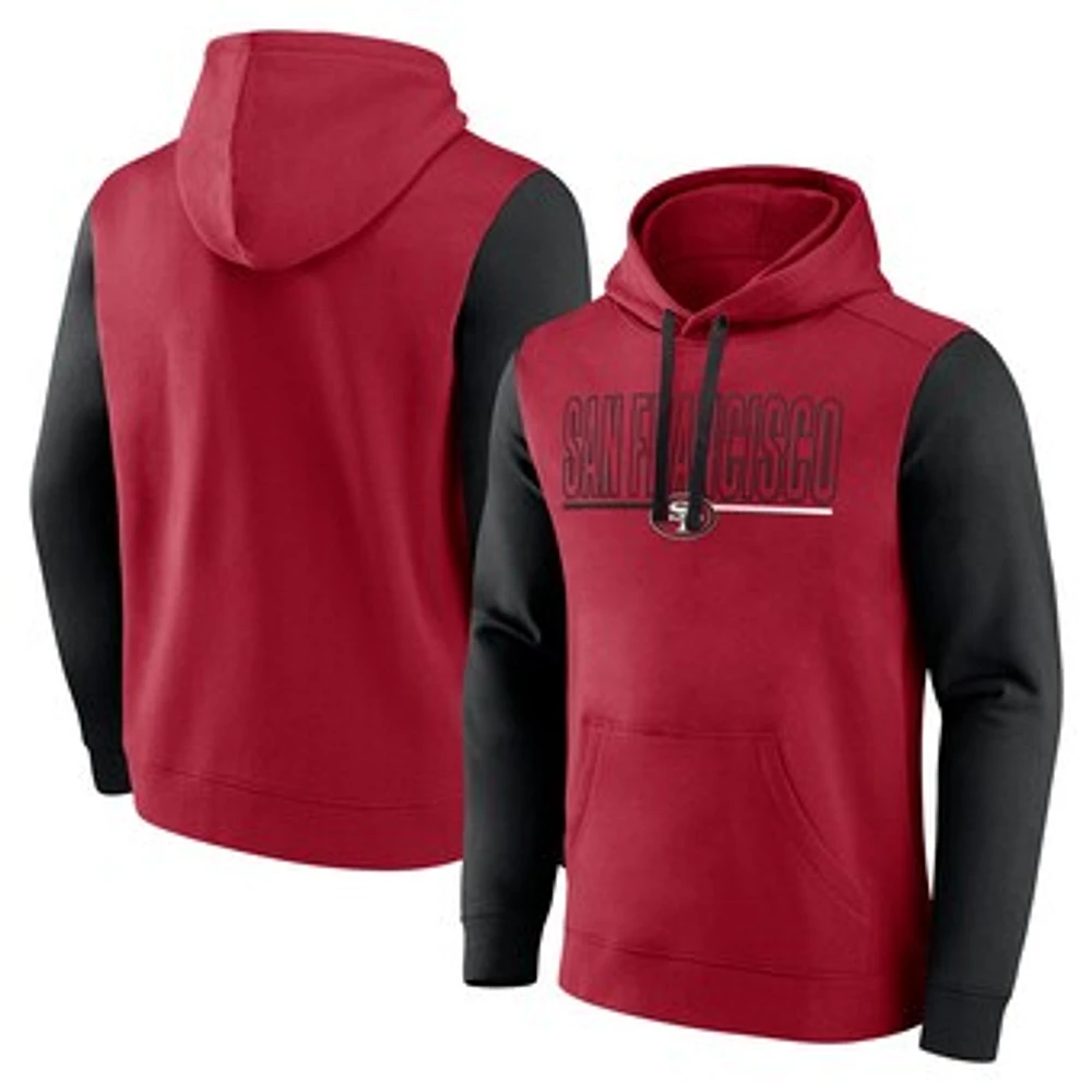 Men's Fanatics Scarlet/Black San Francisco 49ers Outline Pullover Hoodie