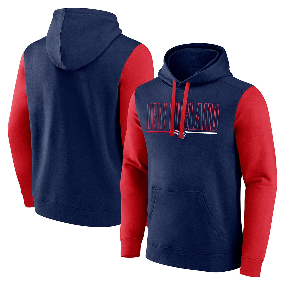 Men's Fanatics Navy/Red New England Patriots Outline Pullover Hoodie