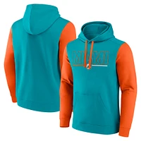 Men's Fanatics Aqua/Orange Miami Dolphins Outline Pullover Hoodie