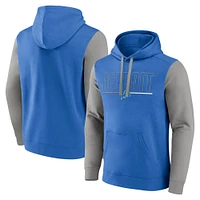 Men's Fanatics Blue/Silver Detroit Lions Outline Pullover Hoodie